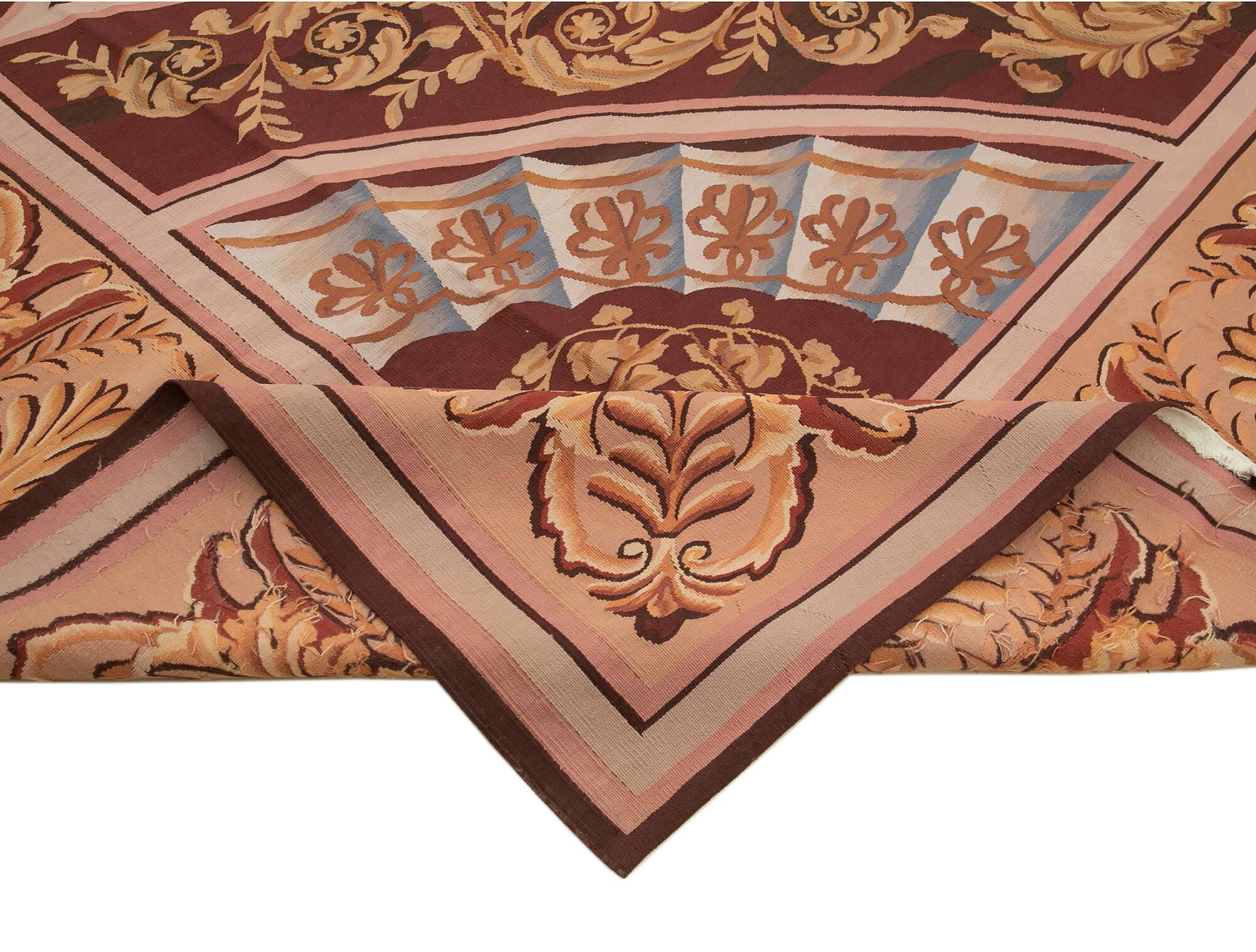 Handmade European Vintage Aubusson Kilim 363 cm x 384 cm