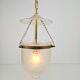 Vintage Brass and Mounted Glass Hundi Lantern Bell Lamp, 1950s