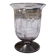Antique Art Deco engraved glass, silvered rim and base.
