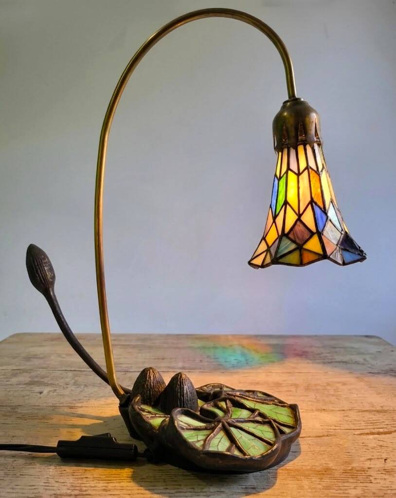 Art Nouveau Table Lamp Tiffany Style "Lotus Flower"