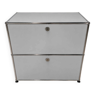 Meuble USM Haller – Meuble de rangement 2 modules Gris Perle – Très bon éta