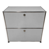 Meuble USM Haller – Meuble de rangement 2 modules Gris Perle – Très bon éta