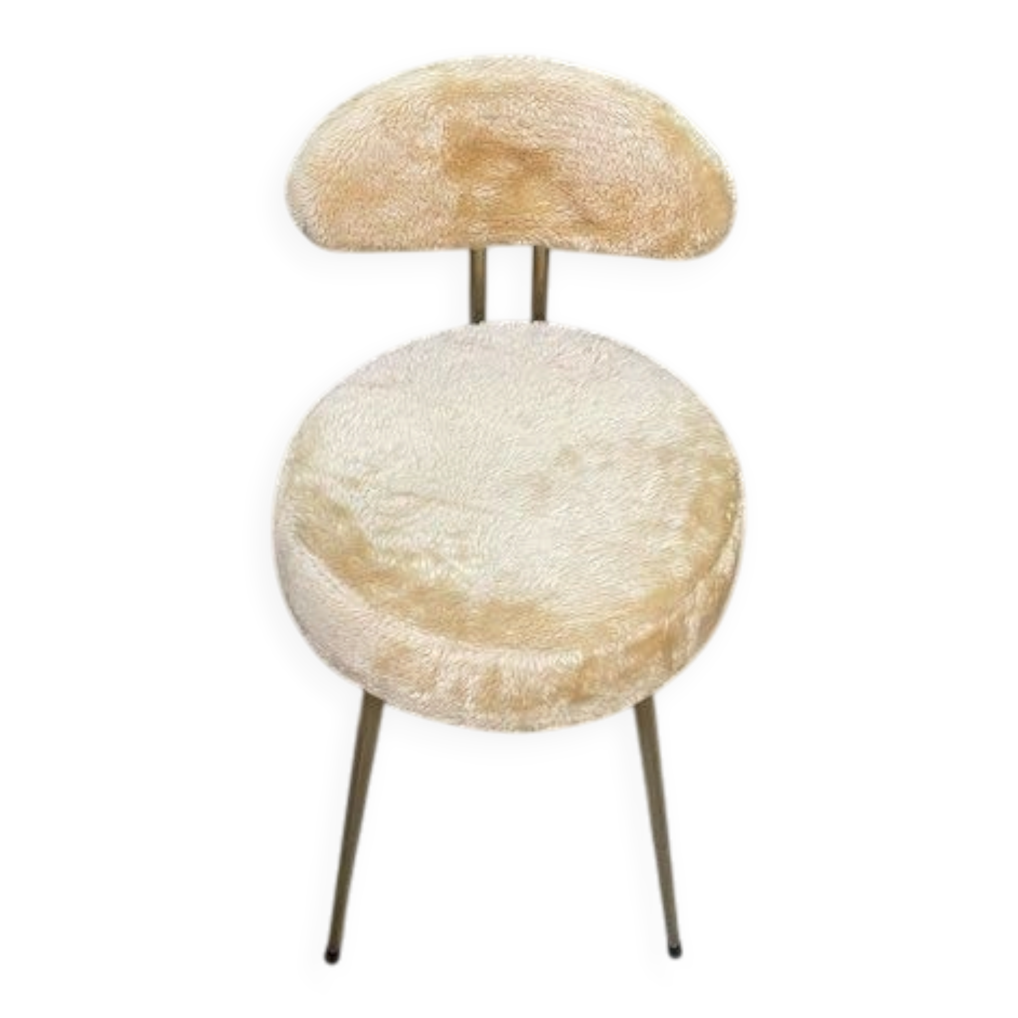Chaise style vintage en fourrure beige