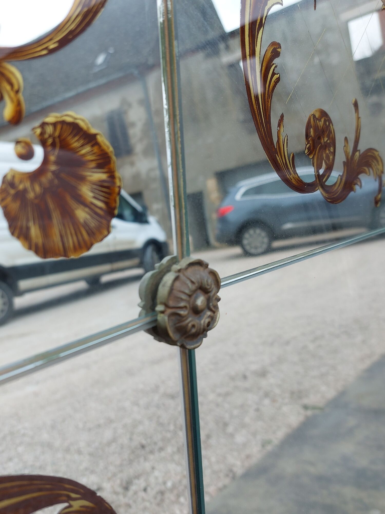 Venetian mirror Art Deco brasserie bistro in eglomerized glass 204x105cm
