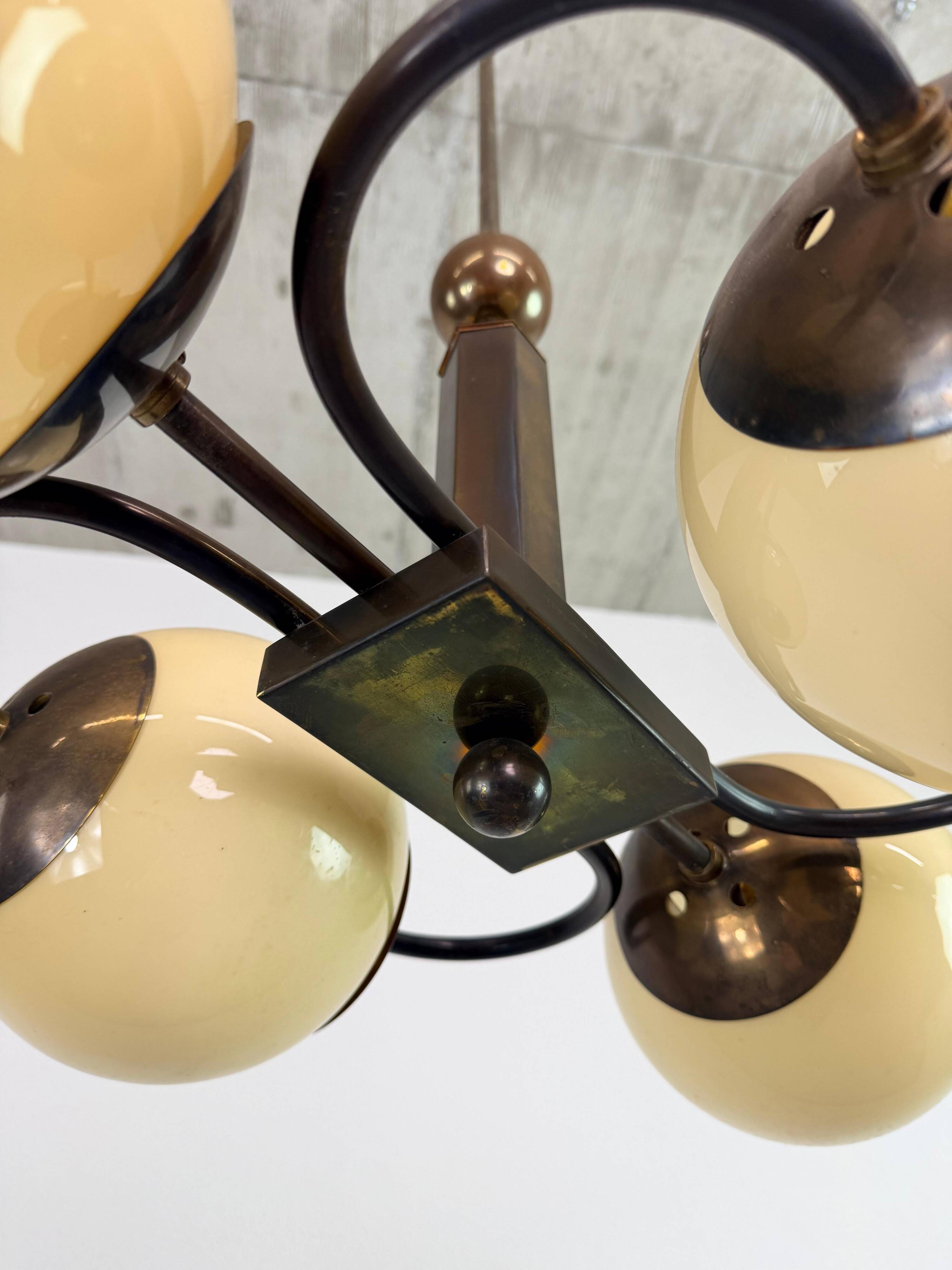 Czechoslovak rondocubist / Geometric Art Deco pendant lamp