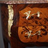 Louis XV style commode in marquetry from around 1930.