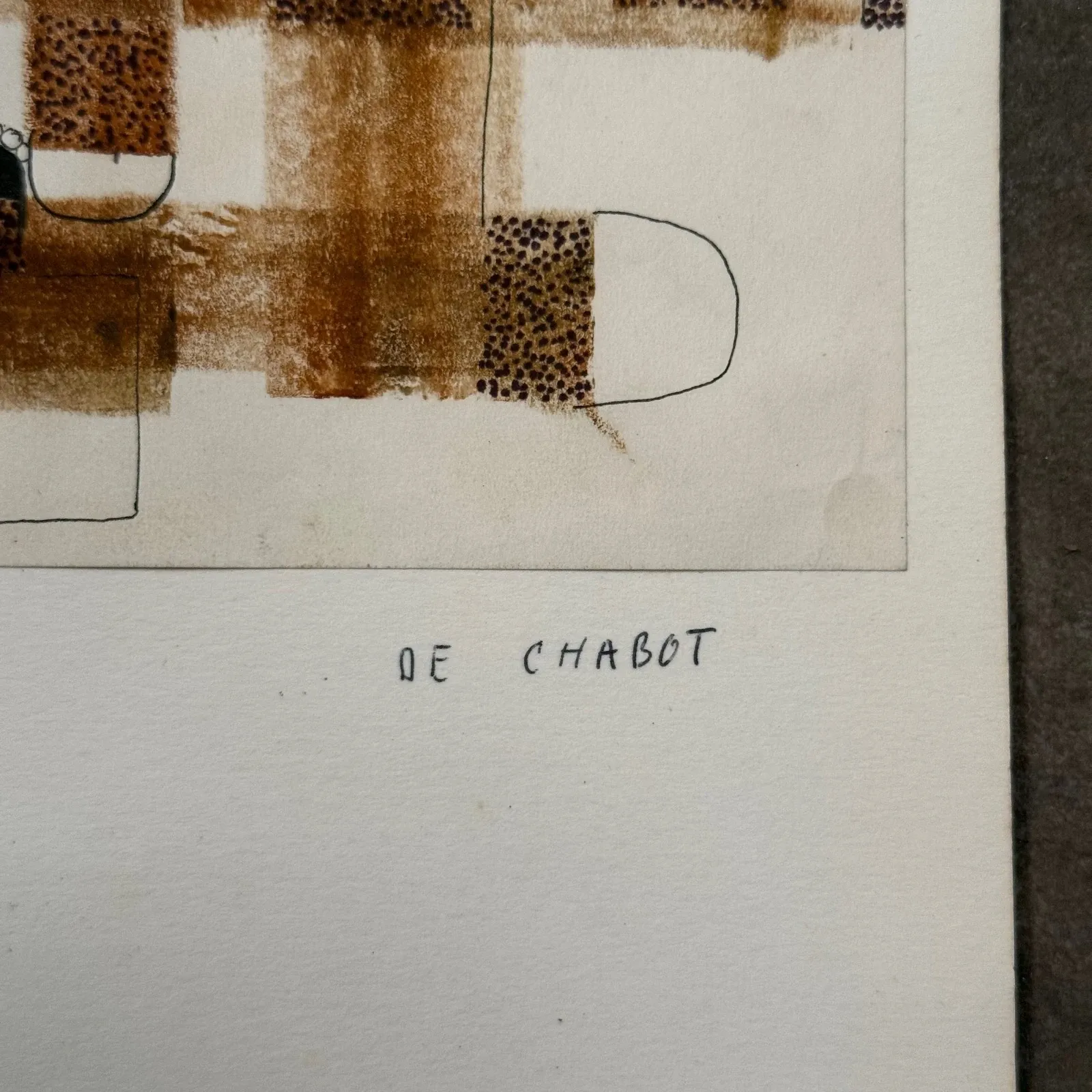 Modern composition drawing 1970 by François de Chabot
