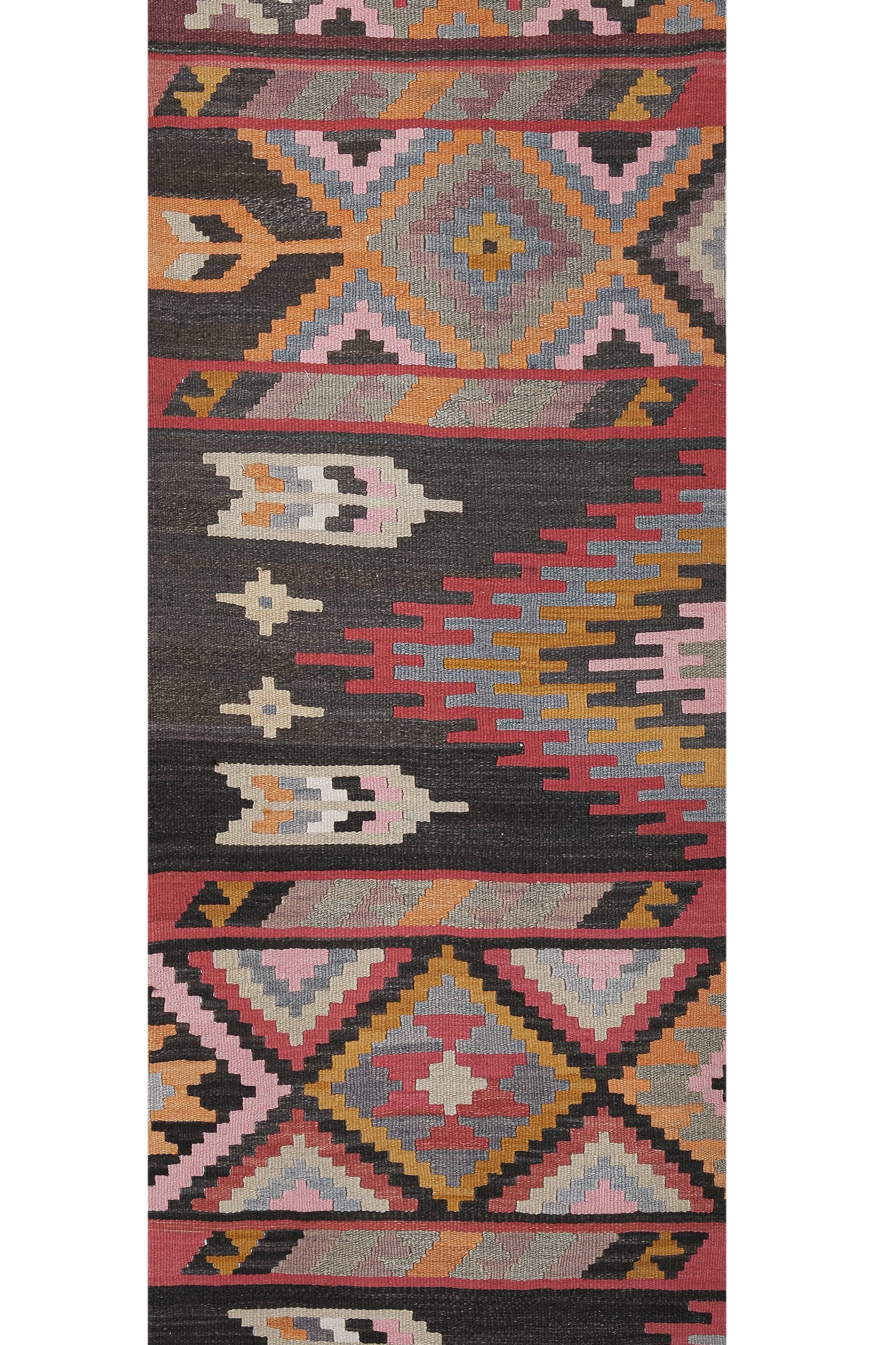 Vintage Turkish Oushak Handwoven Rug 77x387 cm