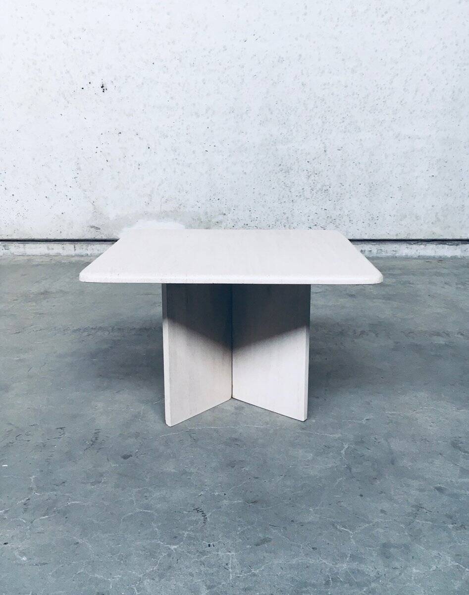 Vintage Italian Postmodern Square Granite Stone Side Table, 1970s