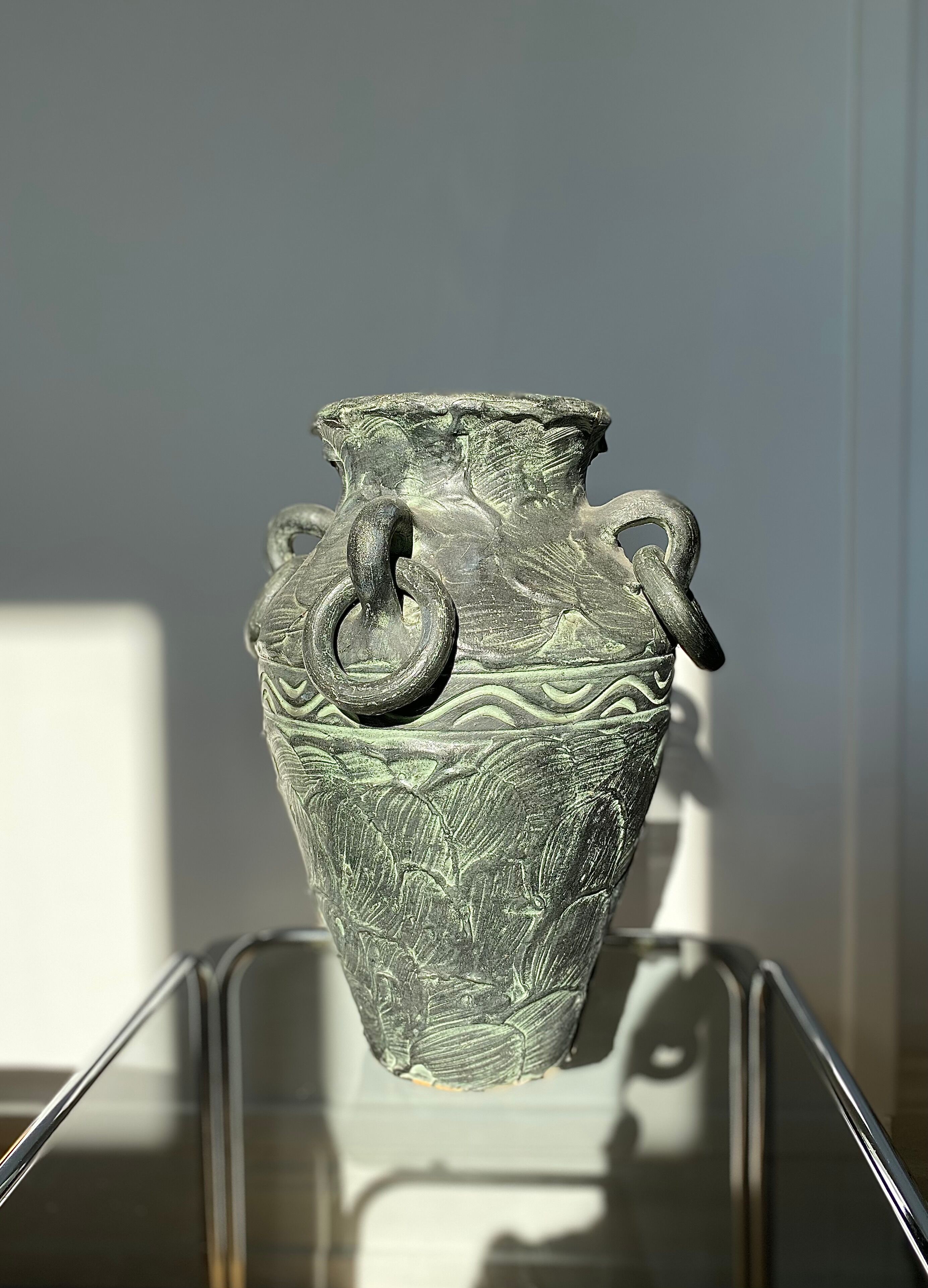 Terracotta amphora vase