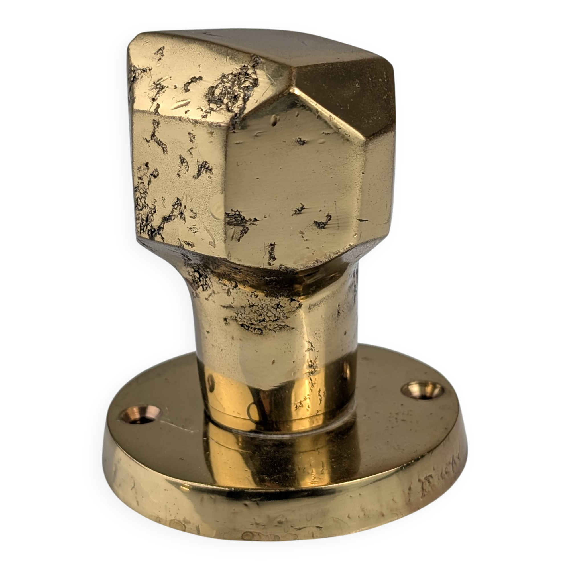 Pair of Sculptural Brutalist Rotating Bronze Door Knobs, 1970s