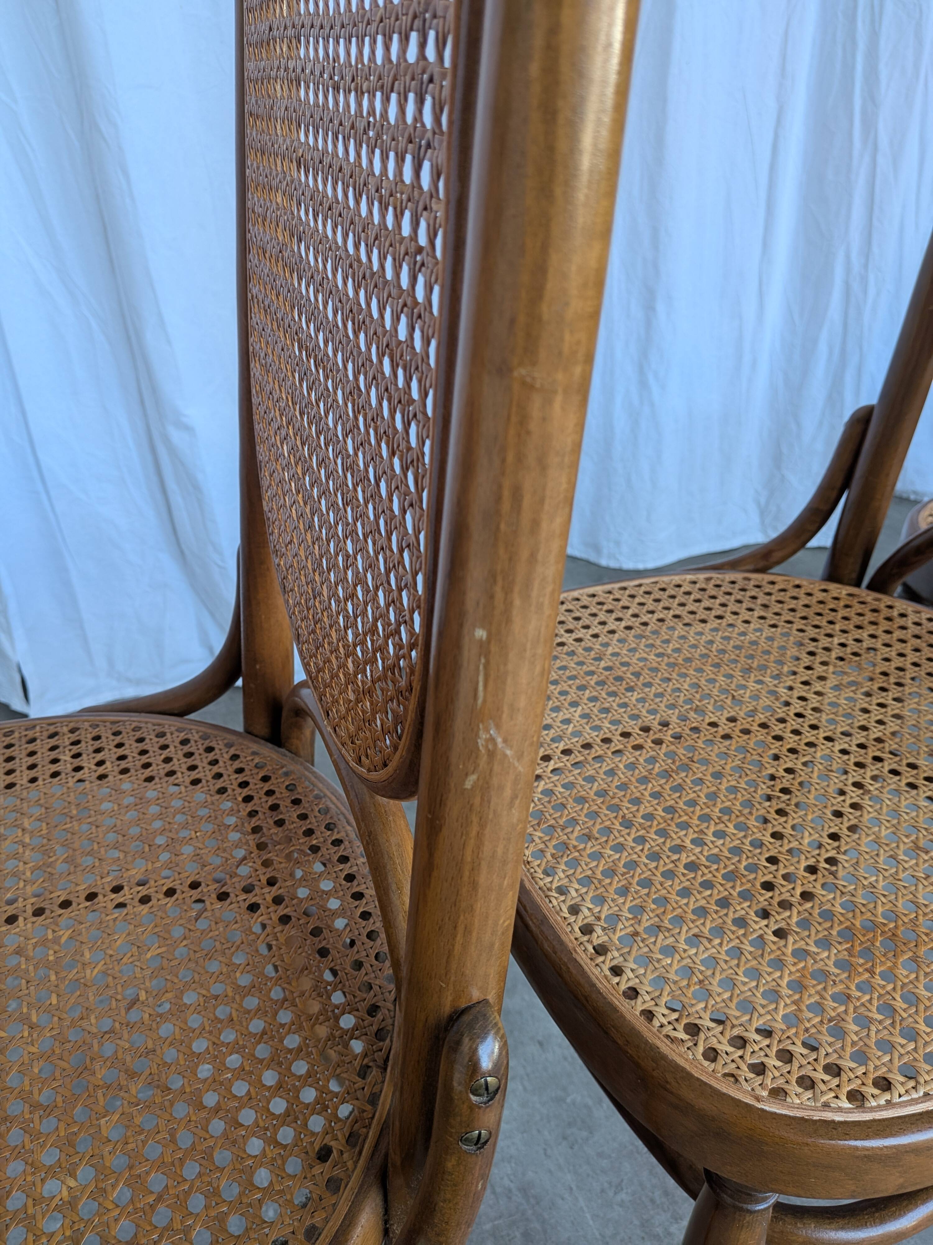 Set of 6 Mid-century Bentwood Cane Dining Chair, Thonet Style, 1970s Yugosl