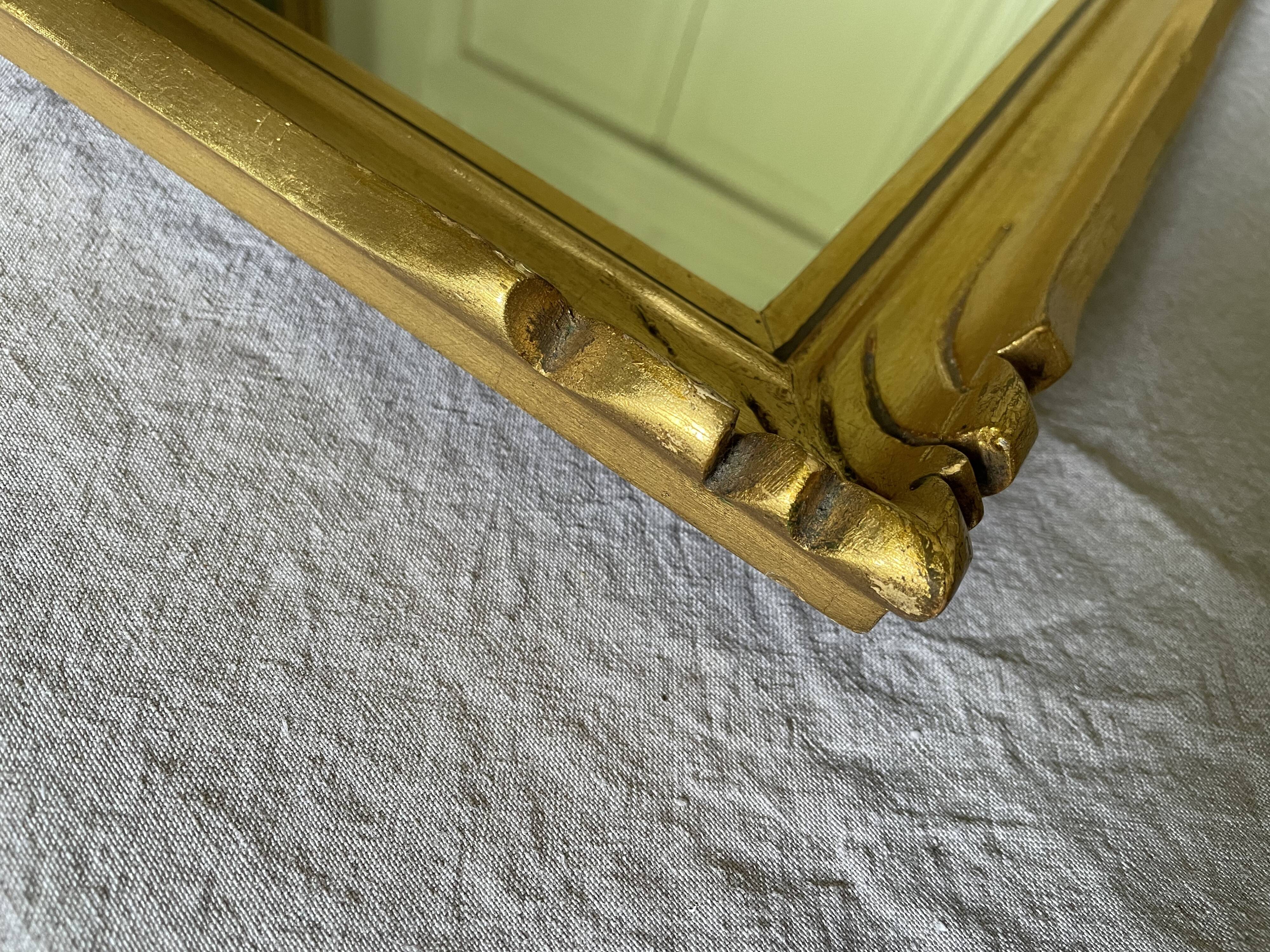 Vintage rectangular mirror in gilded wood h49 xl35