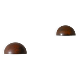 Pair of Round Vintage Danish Copper Wall Sconces Lamps, 1960s