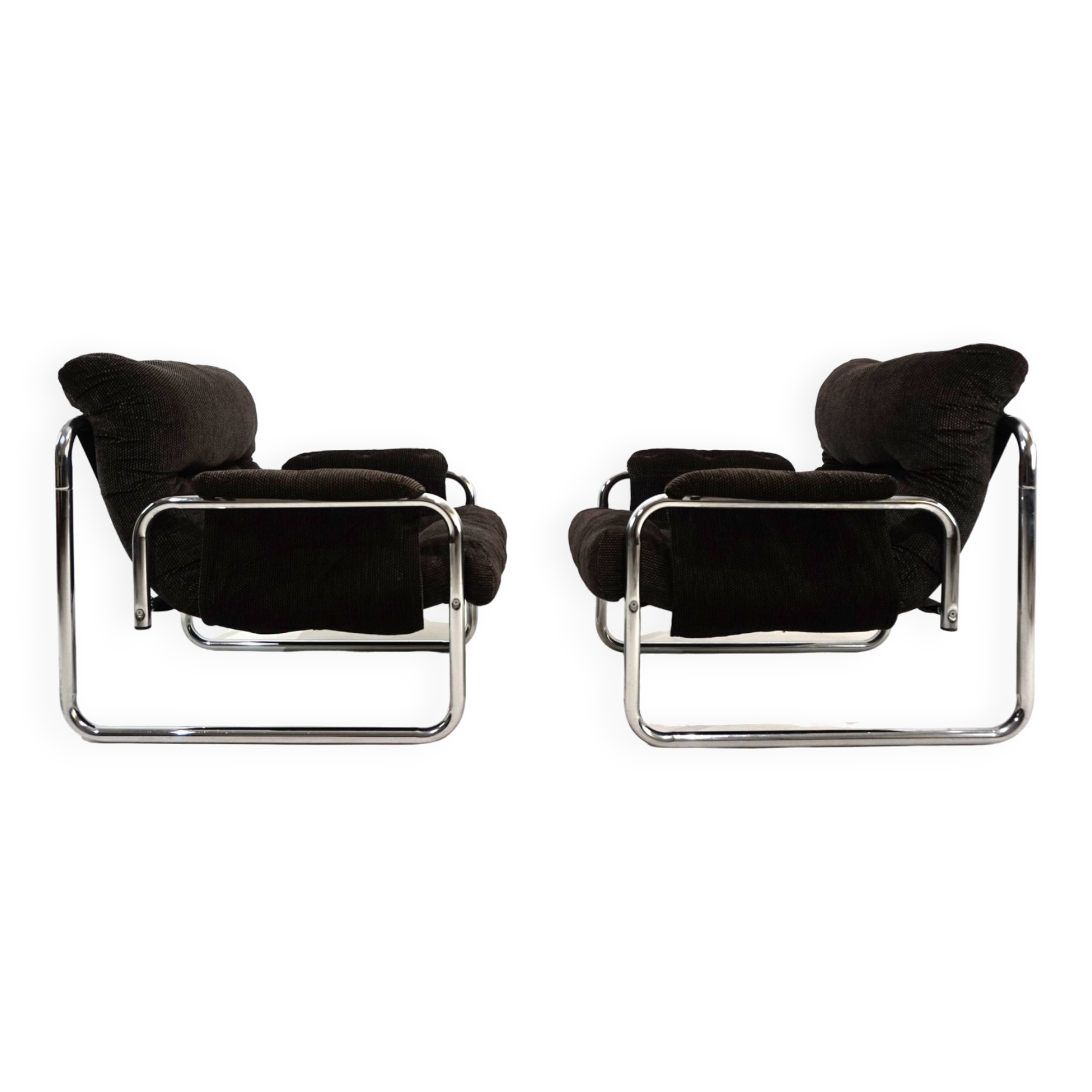 Set of 2 Herlag chrome cantilever lounge chairs by Johan Bertil Häggström