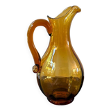 Vintage orange mouth-blown glass pitcher