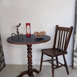 Table d'appoint ronde, pied en chêne tourné