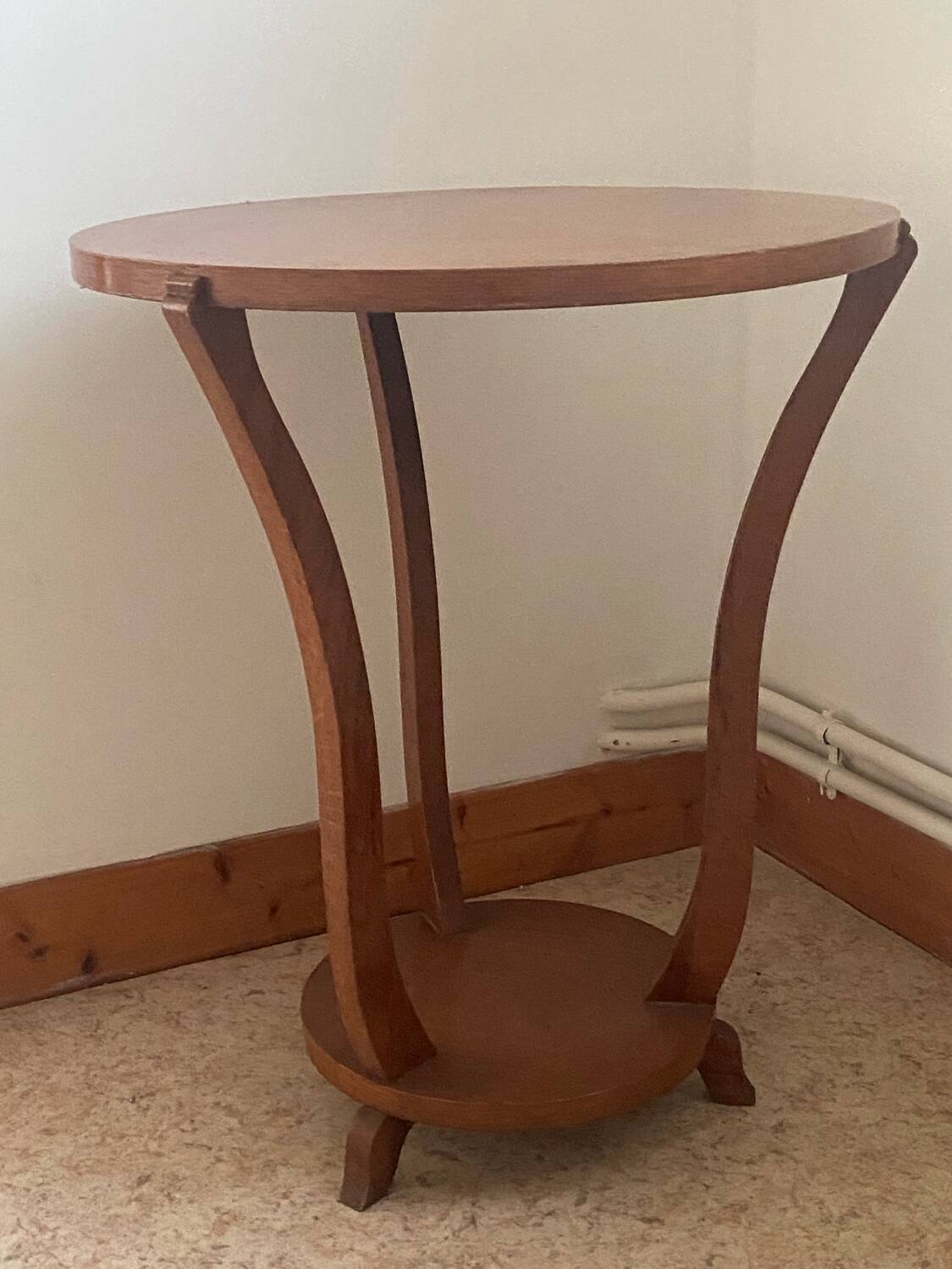 Art Deco Wooden Pedestal Table – 1930s Art Deco Era – Elegant and Practical