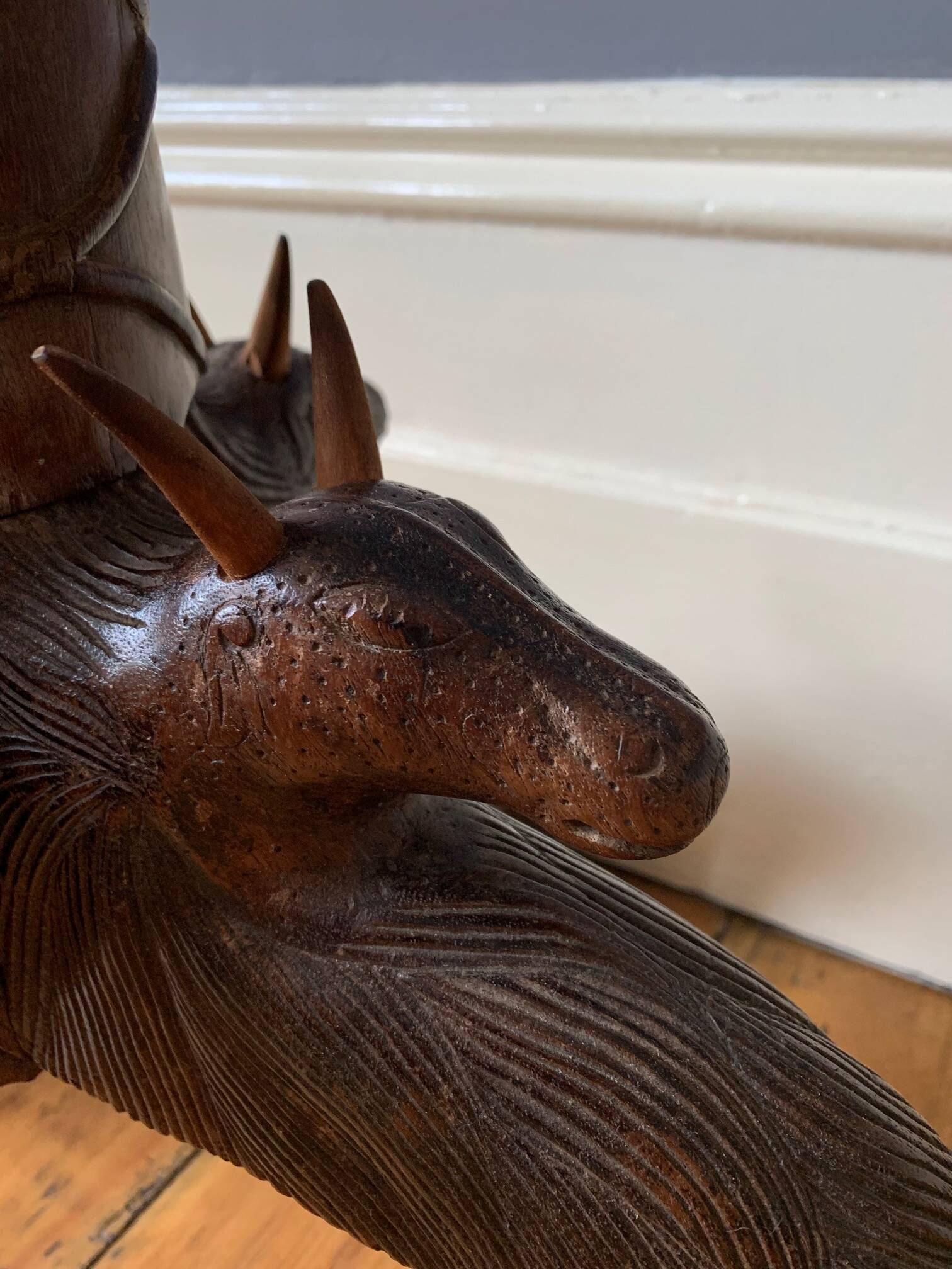 A Remarkable 19th Century Sculptured Rosewood & Buckhorn Hatstand