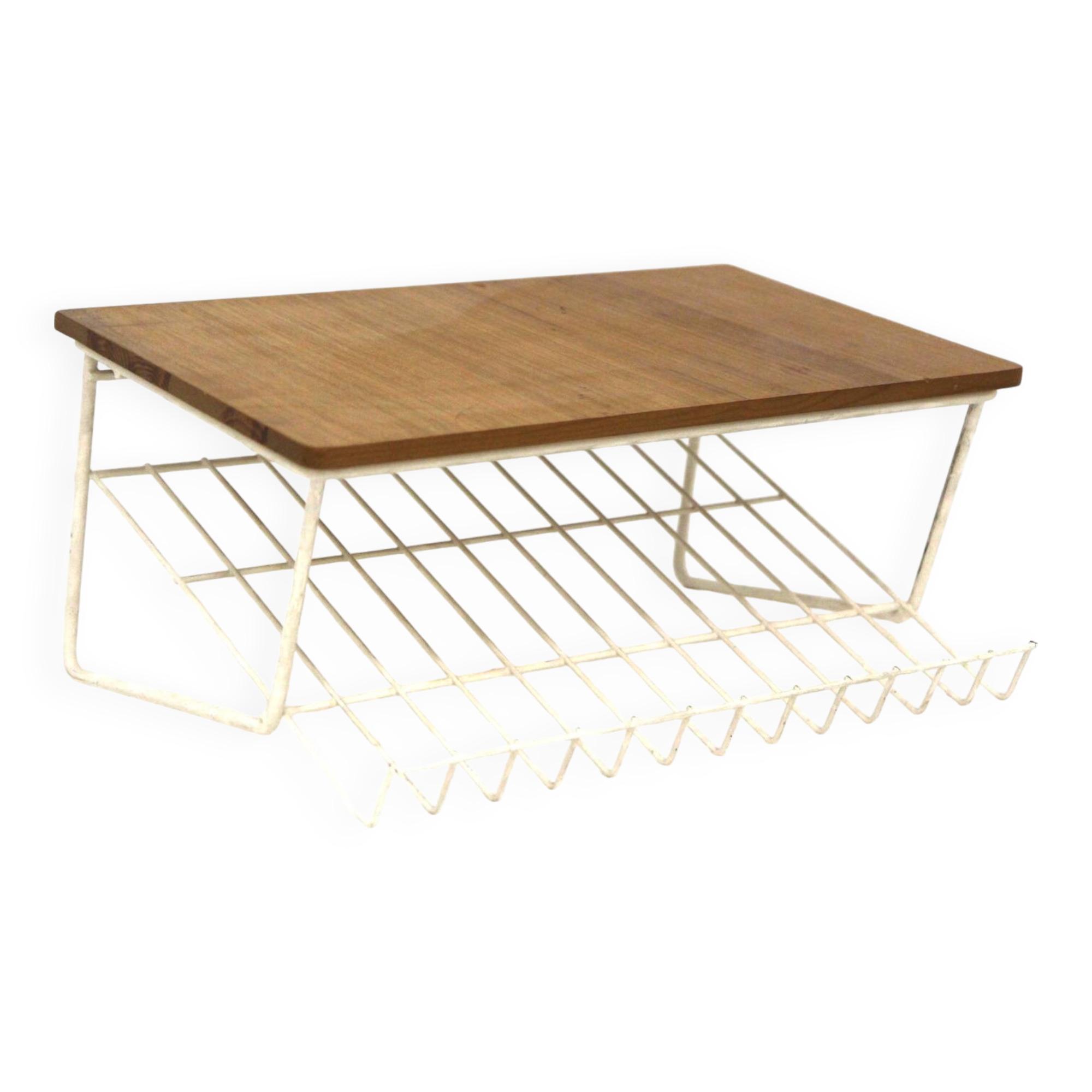 Scandinavian elm wall shelf, Sweden, 1960s