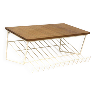 Scandinavian elm wall shelf, Sweden, 1960s