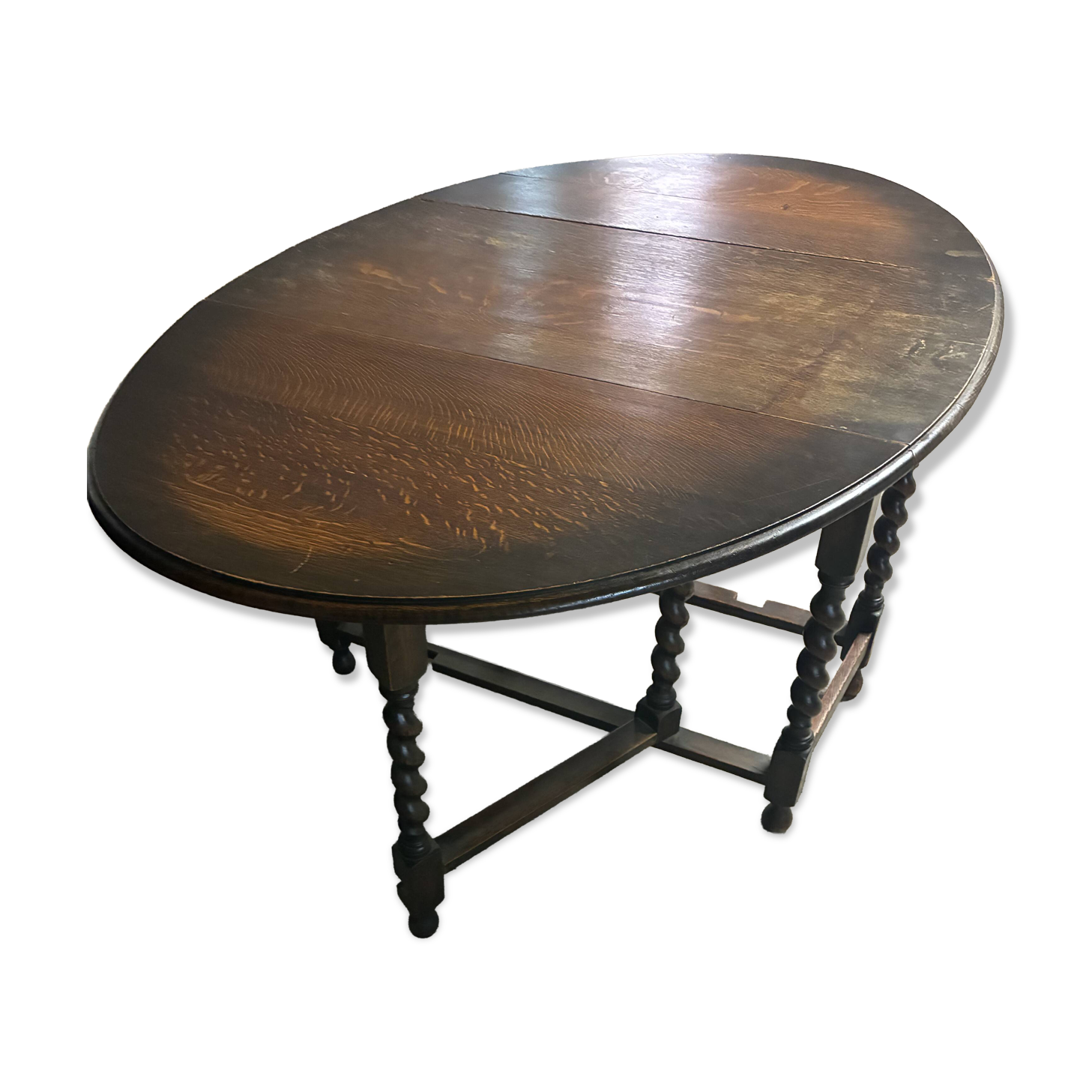 Folding wooden table with twisted legs