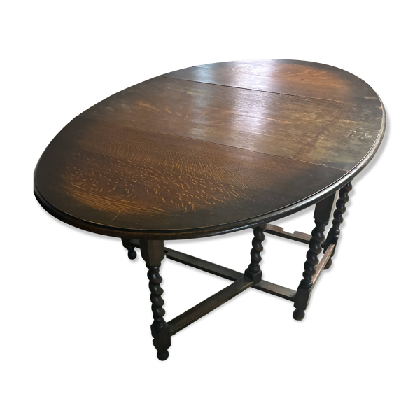 Table pliante en bois avec pieds torsadés