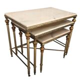 3 brass and marble nesting tables 1950