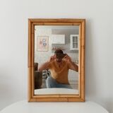 Miroir vintage en bambou années 60 65*45cm