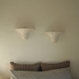 Pair of plaster wall sconces, palmette decoration, 20th century