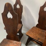 Set of six natural wood chairs "Brutalist art" 20th century