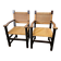 Pair of custom made oak and rattan armchairs, France, 1940s
