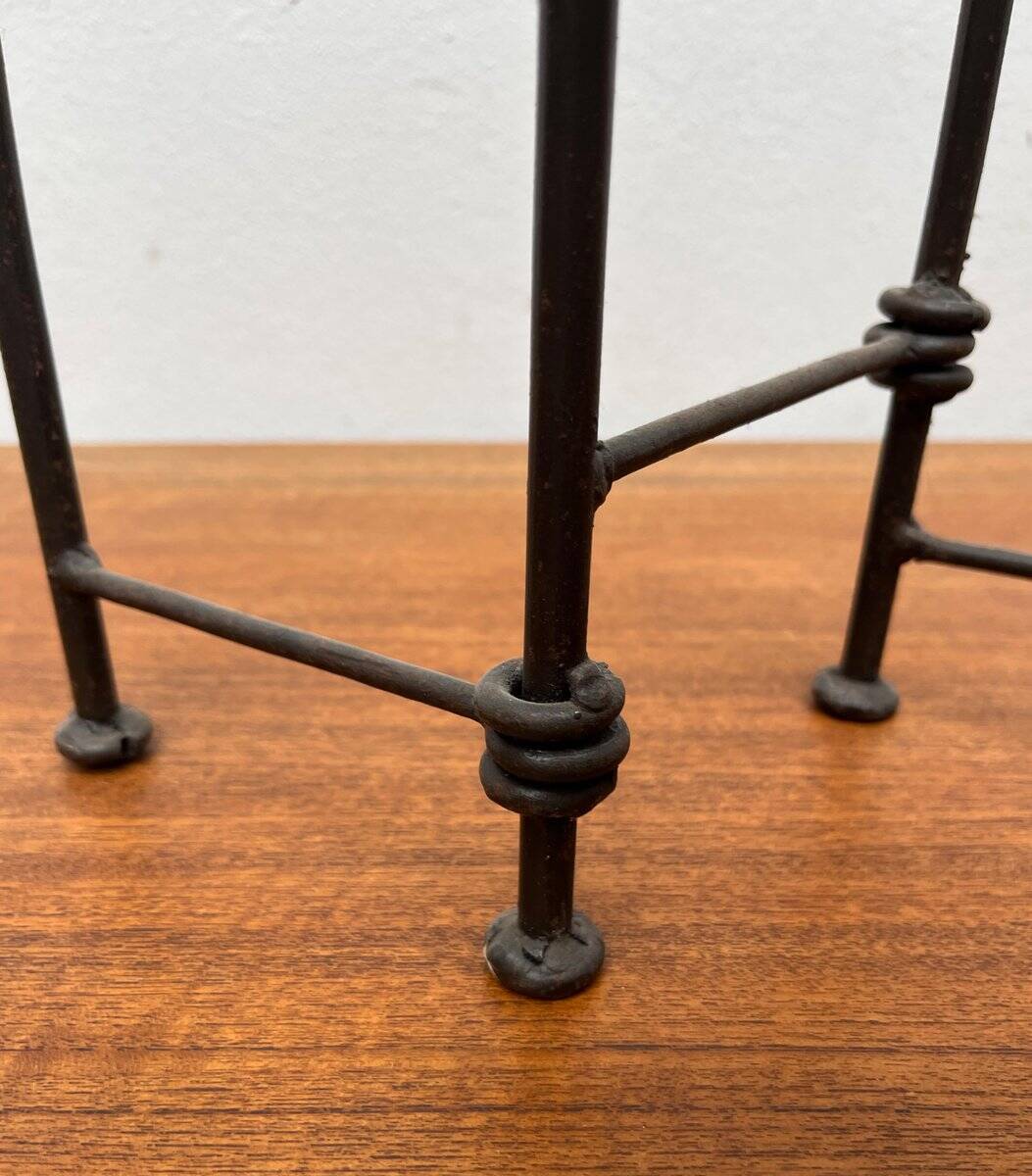 Mid-century brutalist extendable wrought iron floor chandelier, 1960s.