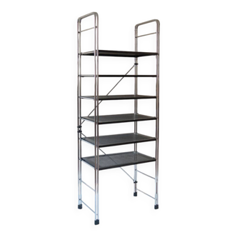 Bibliothèque étagère chrome métal 90's