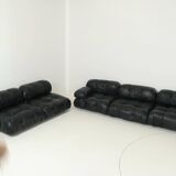 Camaleonda Sofa in Black Leather by Mario Bellini for C&B Italia 1960s