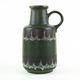 Fat lava ceramic vase with handle, green glaze, West Germany, 1970s