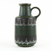 Vase en céramique fat lava avec poignée, glaçure verte, Allemagne de l'Ouest, années 1970