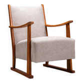 Fauteuil en chêne avec accoudoirs courbés