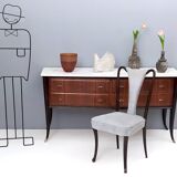 Commode en noyer noir, fabriquée par Dassi, avec plateau en marbre de Carrare, Italie