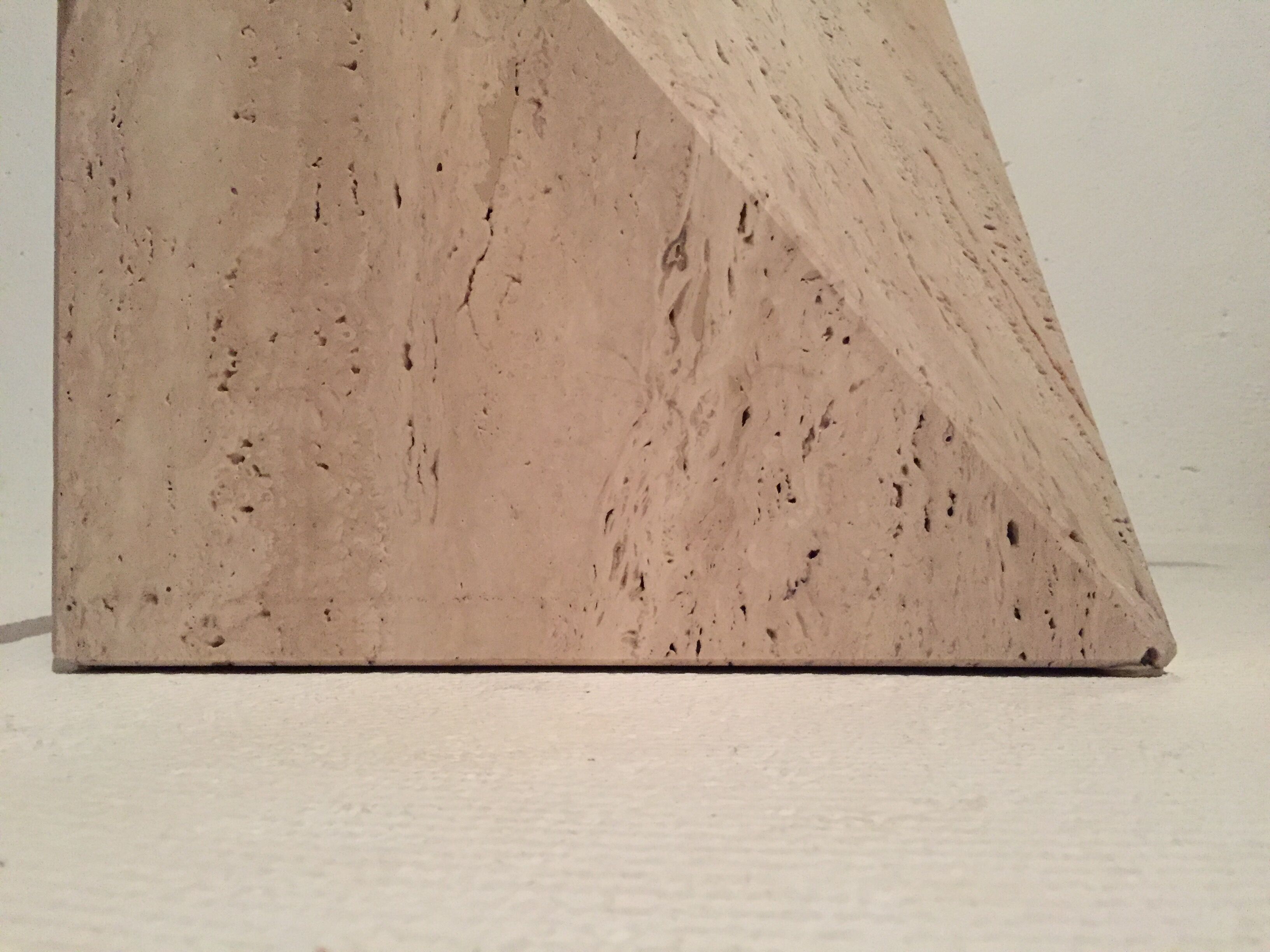 Artedi Italy coffee table in travertine, brass and glass 1970s