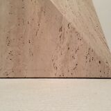 Artedi Italy coffee table in travertine, brass and glass 1970s