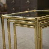 Bamboo imitation brass nesting tables 1980s
