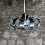 Brushed aluminum pendant light from the 1970s