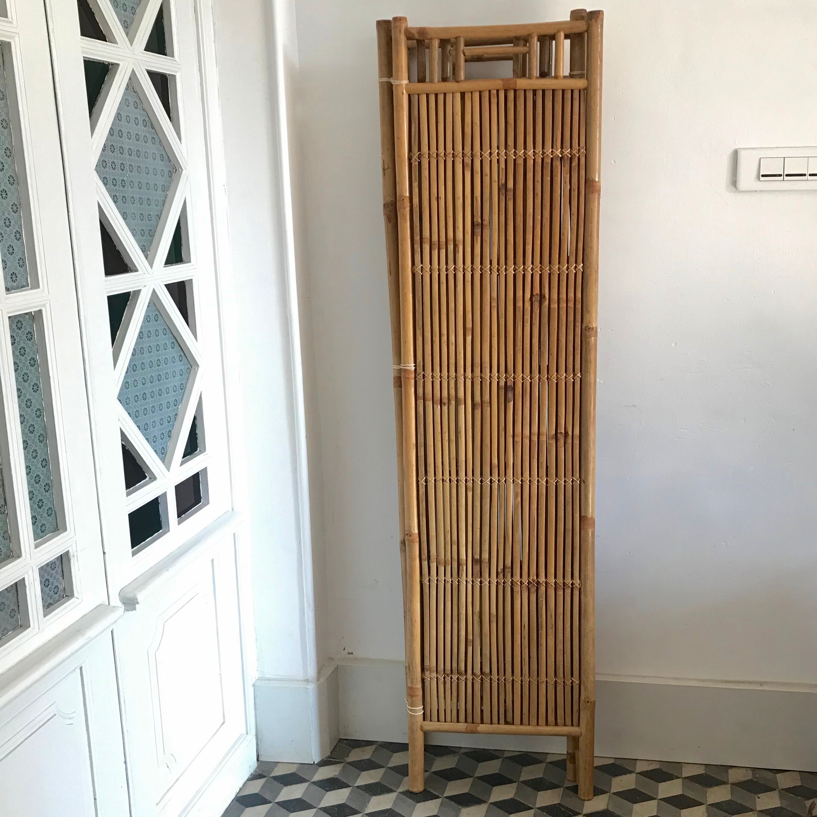 Paravent en rotin vintage