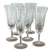 Set of 6 antique engraved champagne flutes