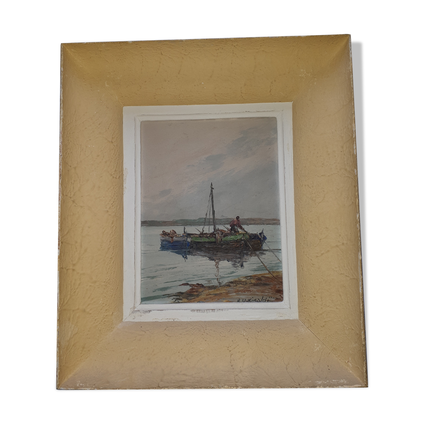 Oil on panel "fishers"