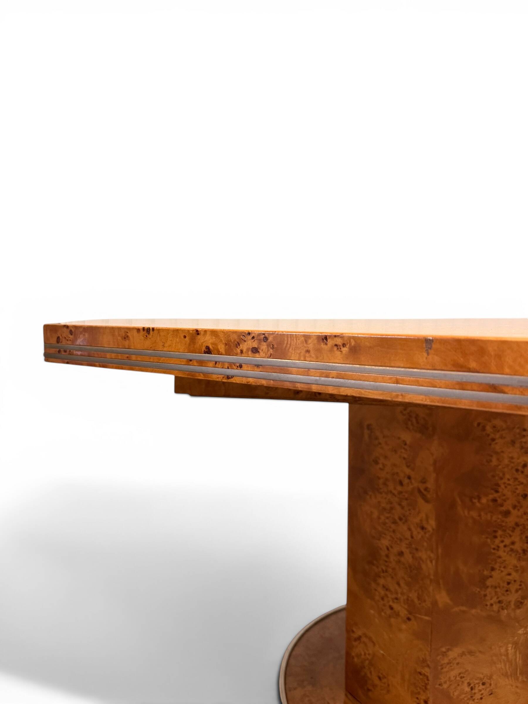 Octagonal extendable dining table Mario Sabot in burl (1970s)