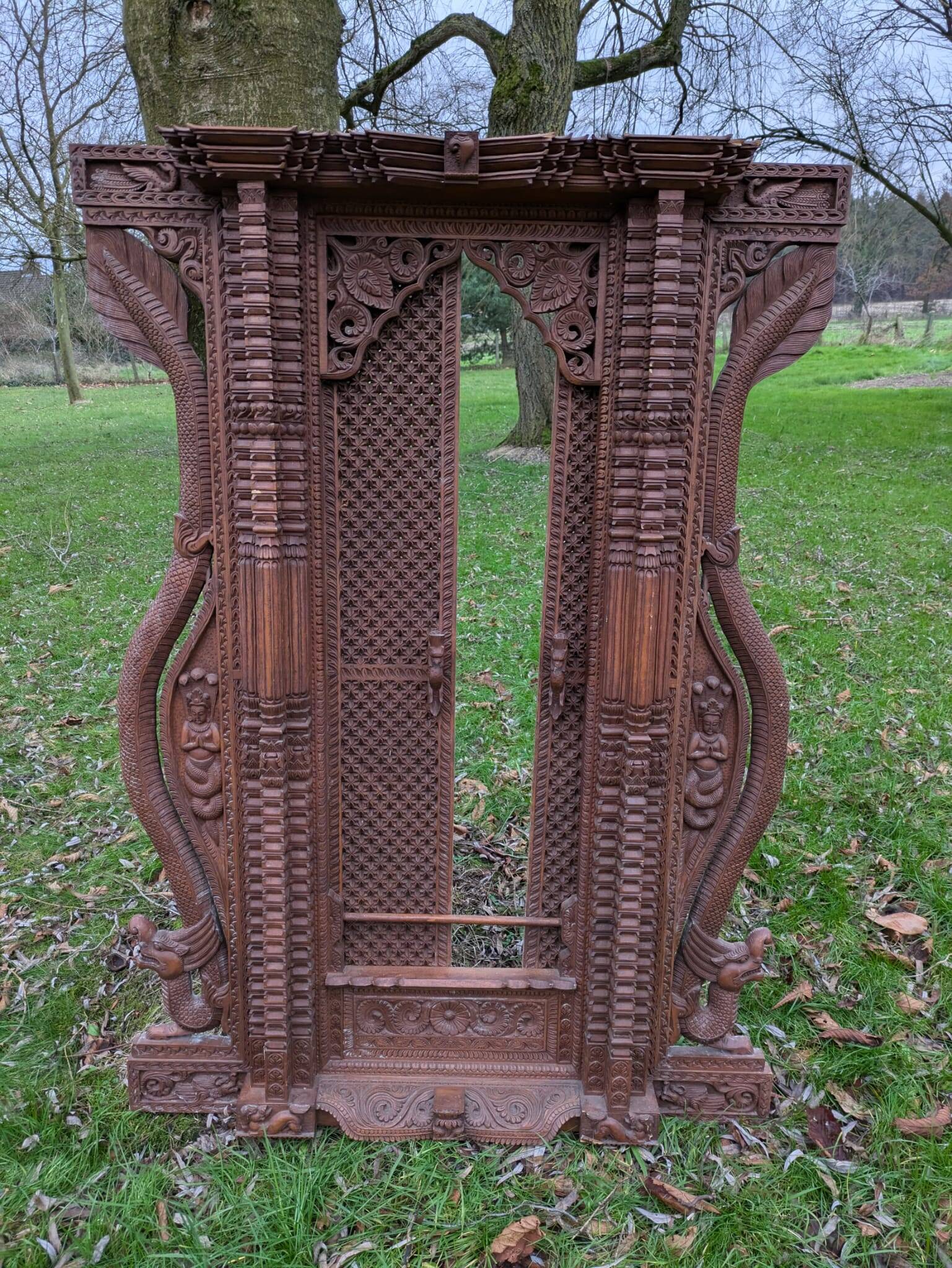 Vintage Wooden Newari Window From Nepal