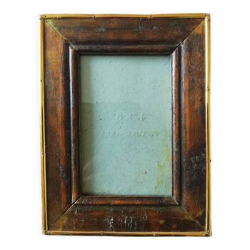 Cadre en bois verni et laiton à poser pour photo 4" x 6", 10 x 15 cm, verre, et support.