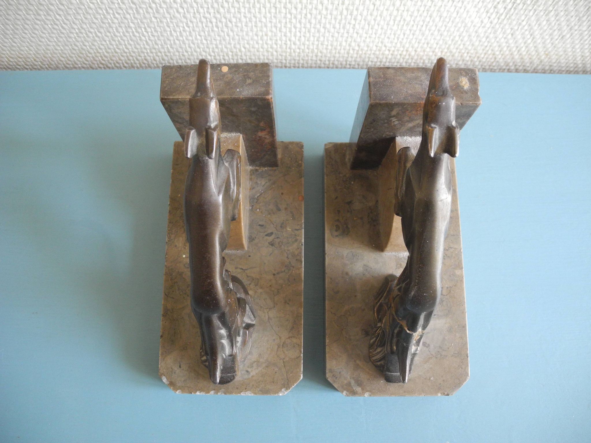 pair of art deco greyhound bookends bronze marble antique pair of bookends